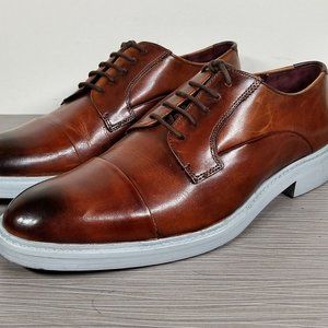 Ted Baker Aokii 2 Cap Toe Oxford, Cognac Leather, Mens Size 9.5 / 42.5